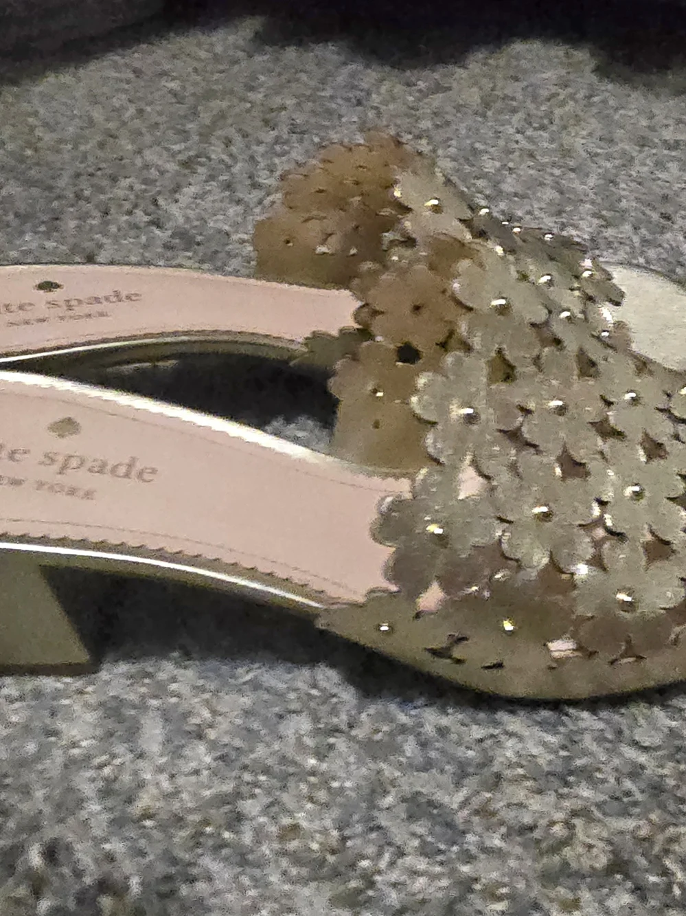 Kate Spade Gold Floral Laser-Cut Slide Sandals